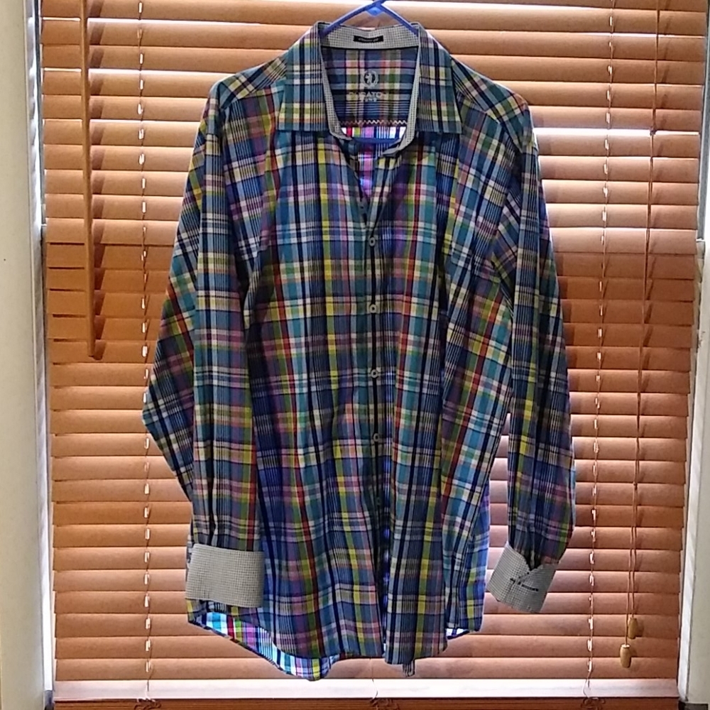 Bugatchi Uomo Long Sleeve Plaid Check Cotton Shirt